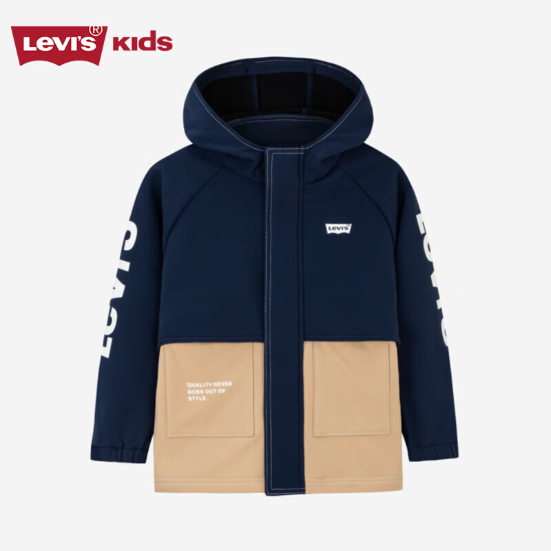 Levi's 李维斯 童装外套大衣男女童防风夹克秋季休闲风衣 深靛蓝 S 258.72元