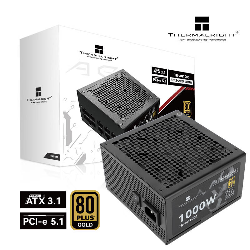 利民 额定1000W TR-AG1000 ATX3.1电源 金牌全模组电源 原生PCIE5.1 全日系电容 电脑