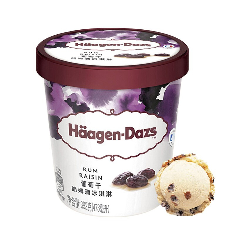 哈根達斯 H?agen·Dazs 葡萄干朗姆酒冰淇淋 392g 69元
