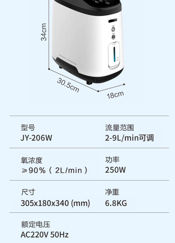 瑞迈特 BMC 带雾化遥控智能款流量可调制氧机 JY-206W