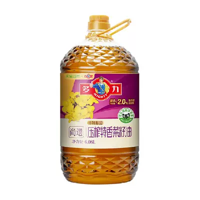 多力 压榨特香菜籽油食用油6.08L 60.4元（需领券）