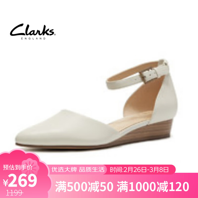 Clarks 女款正装坡跟皮带扣简约包头凉鞋女Sense Eva外穿261 38 ￥269