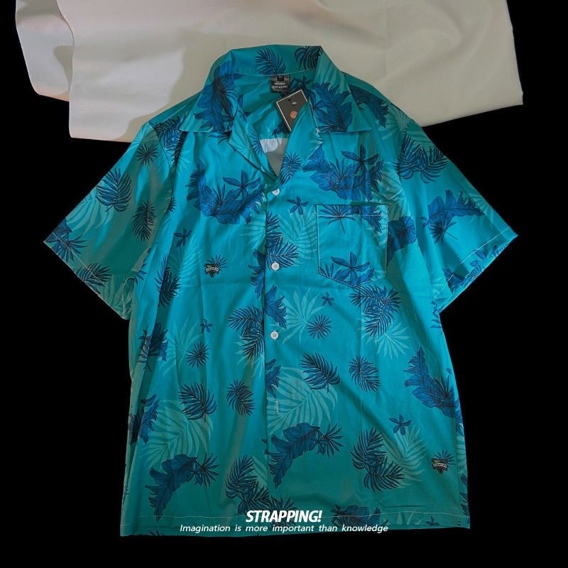 狮奥利兴 罪恶都市汤米衬衫2023夏季西海岸棕榈 短袖花美式复古休闲短袖新 