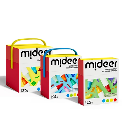 mideer弥鹿 巨可洗水彩笔 12色 幼儿园专用 可水洗无毒 不脏手 大锥头涂色笔 1