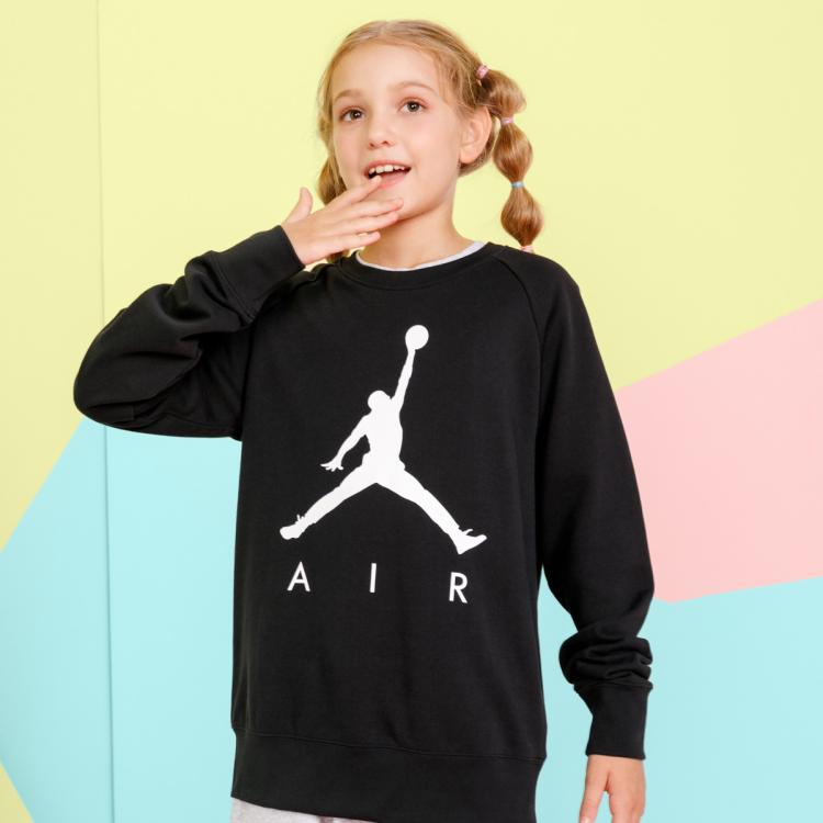 AIR JORDAN 棉质透气 男女中大童款经典舒适印LOGO长袖儿童卫衣 88元