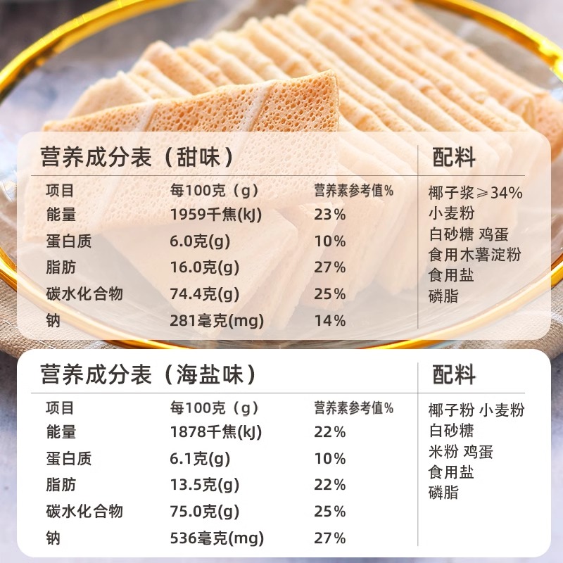 南国 椰子味饼干椰香薄饼80g×2盒薄脆饼干休闲零食小吃海南特产 11.97元