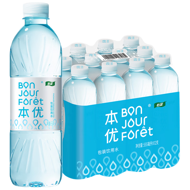 怡宝 本优天然水 555ml*12瓶 9.9元