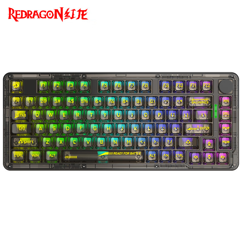 红龙 REDRAGON KS82 81键 2.4G蓝牙 多模无线机械键盘 黑透 水晶段落轴 RGB 259元