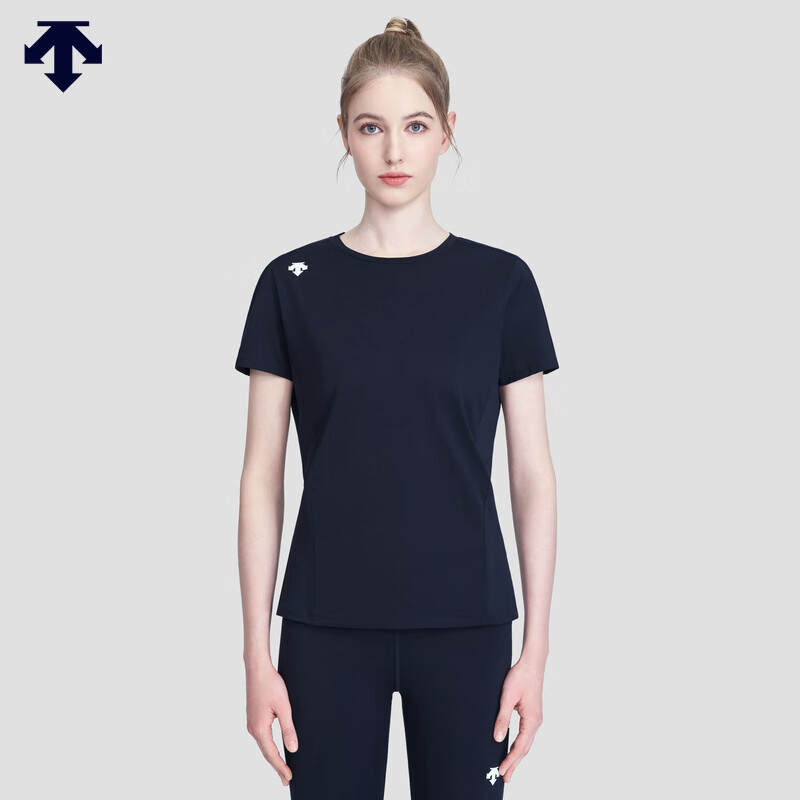 DESCENTE 迪桑特 WOMENS RUNNING系列 女子短袖针织衫 D3232RTS01 NV-藏青色 M(165/84A) 710