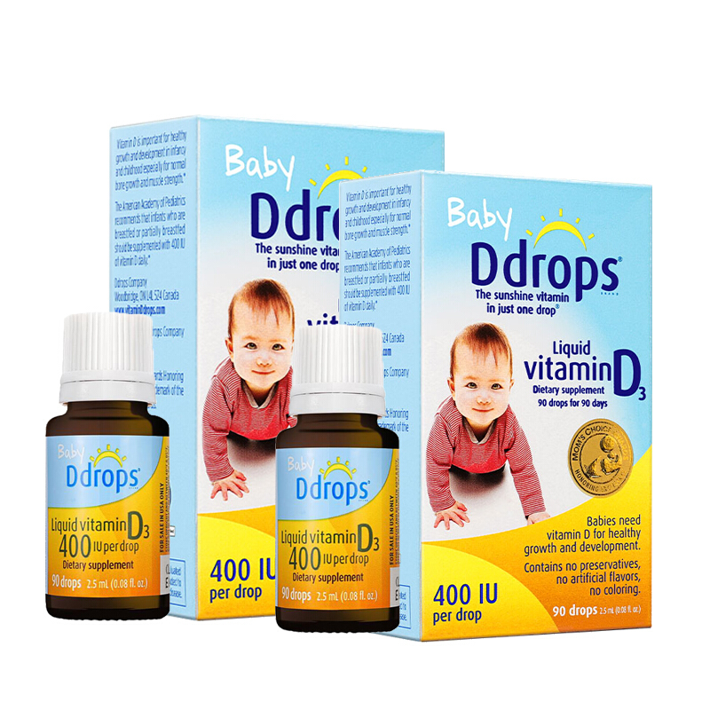 Ddrops 婴儿d3滴剂 400IU 2.5ml*2瓶 173.9元（双重优惠）