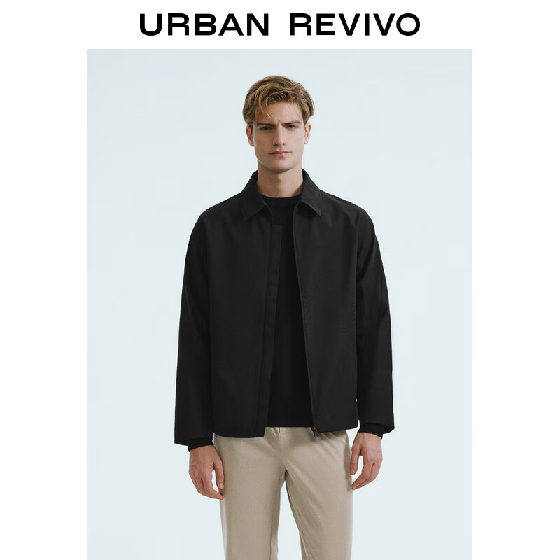 URBAN REVIVO UR2024秋季男装都市轻熟拉链口袋宽松夹克外套UMU140047 黑色 XS 639元