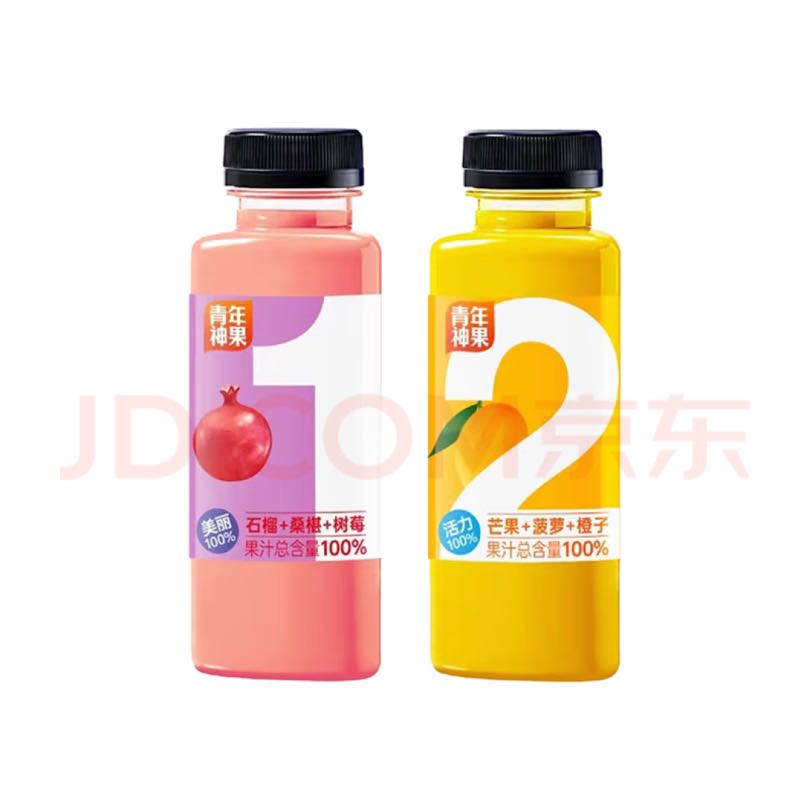 青年神沏 100%纯芒果石榴 复合果蔬汁 300ml*2瓶装 5.38元（需用券）