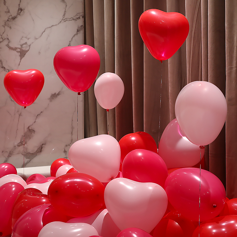 UKAKA 优咔咔 桃心爱心气球装饰婚房套装房间粉色订婚婚礼心形造型结婚场景