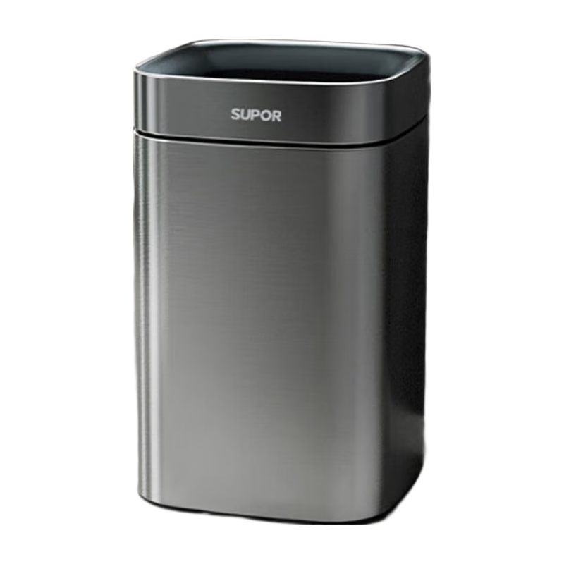苏泊尔 不锈钢无盖垃圾桶大号客厅厨房卫生间卧室12L银色款 77.91元（需买2