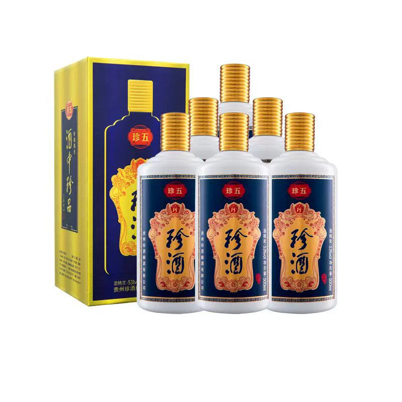 珍酒 珍五蓝 53%vol 酱香型白酒 500ml*6瓶 ￥788.05