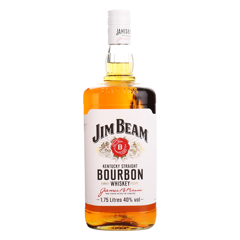 JIM BEAM 金宾 波本威士忌官方授权 大白占边1.75L 1750ml大瓶 119元包邮（需领券