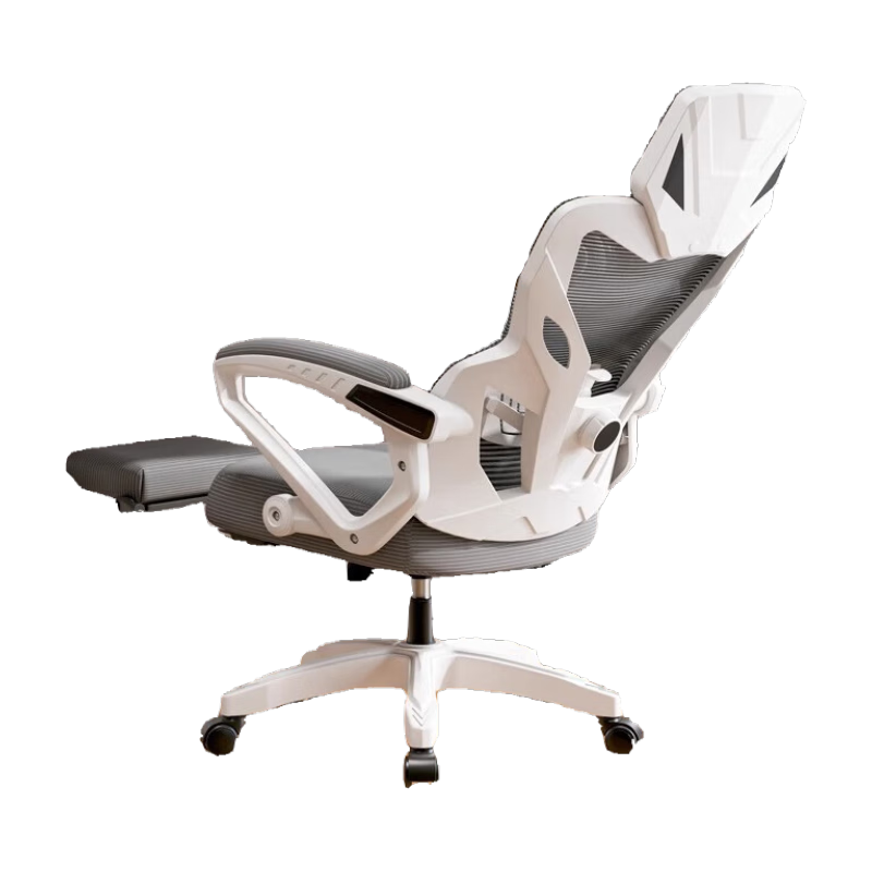 PLus会员，需首购:朗域轩品人体工学电竞椅 白框灰 120-155度(含) 联动扶手 四