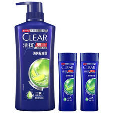 CLEAR 清扬 男士去屑洗发水清爽控油型500g+100gX2 青柠薄荷醇 蓬松洗头膏C 34.55