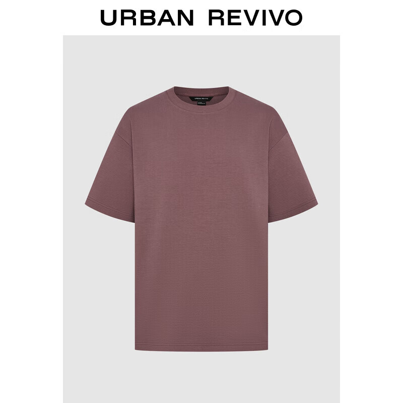 URBAN REVIVO UR2024秋季新款男装时尚莫兰迪华夫格圆领短袖T恤UMM440016 139元（需