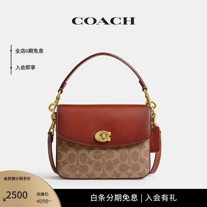 COACH 蔻驰 经典标志CASSIE19号单肩包斜挎包休闲高级感女包 棕黄色锈色（） 24