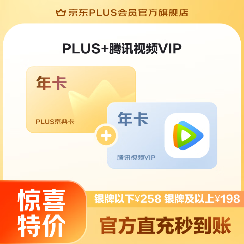 JINGDONG 京东 PLUS+ 腾讯视频 VIP 联名年卡 168元