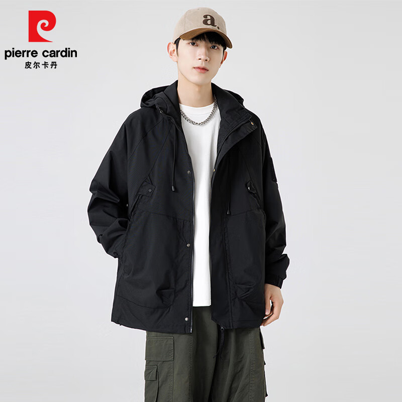 皮尔·卡丹 皮尔卡丹 男女同款防风防水宽松冲锋衣 59.9元
