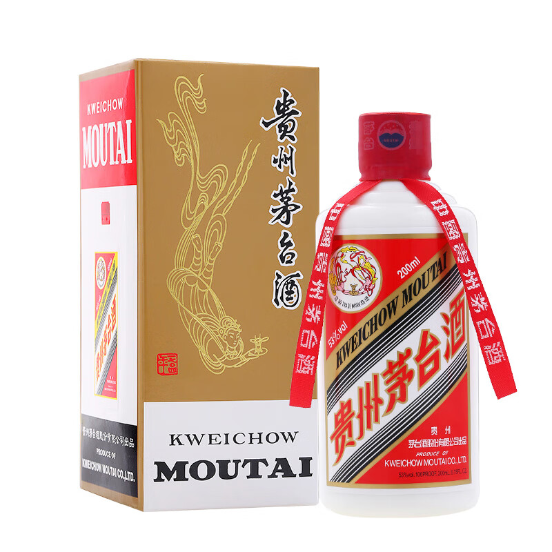 再降价、PLUS会员：茅台（MOUTAI）飞天 酱香型白酒 53度 200ml 单瓶装 809.31元包