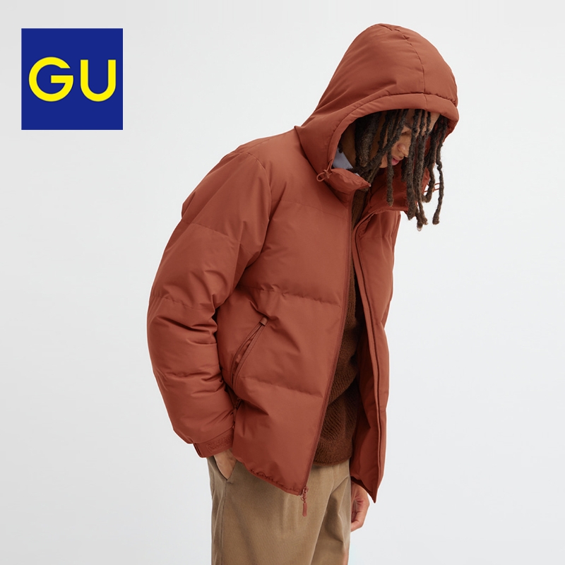 GU 极优 男23年冬高领连帽夹克外套保暖HEAT PADDED空气棉服C347528 208.2元（需用