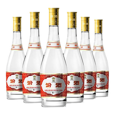 88vip：汾酒杏花村黄盖玻汾53度475ml*6瓶清香白酒 250.8元