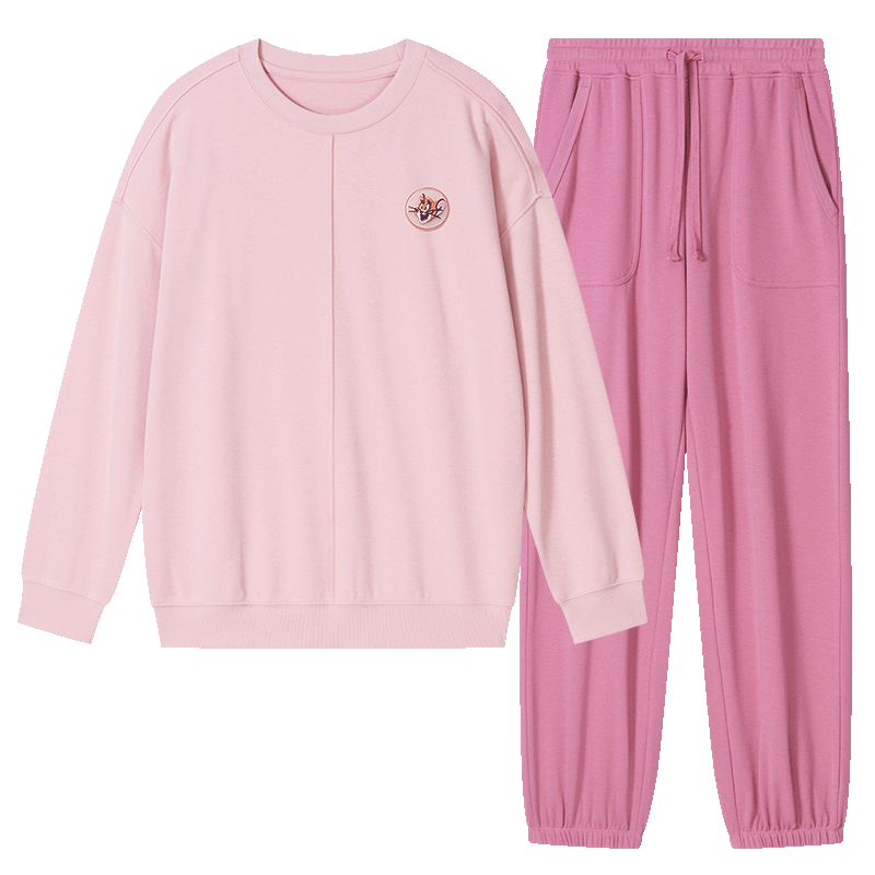 京东京造 男士抗菌睡衣 春四季棉质长袖圆领套头家居服宽松套装 XXL 99.5元(