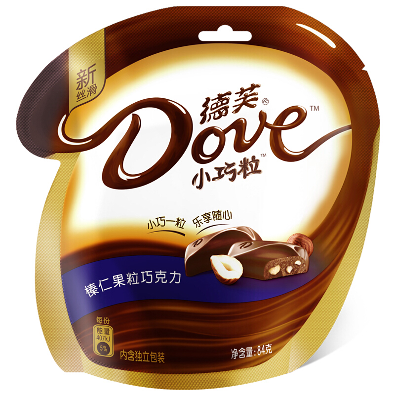 Dove 德芙 小巧粒 榛仁果粒巧克力 84g 9.9元