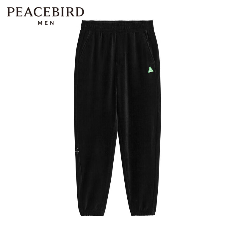 PEACEBIRD 太平鸟 男装运动长裤男士冬季时尚宽松潮流休闲裤 黑色 85.57元