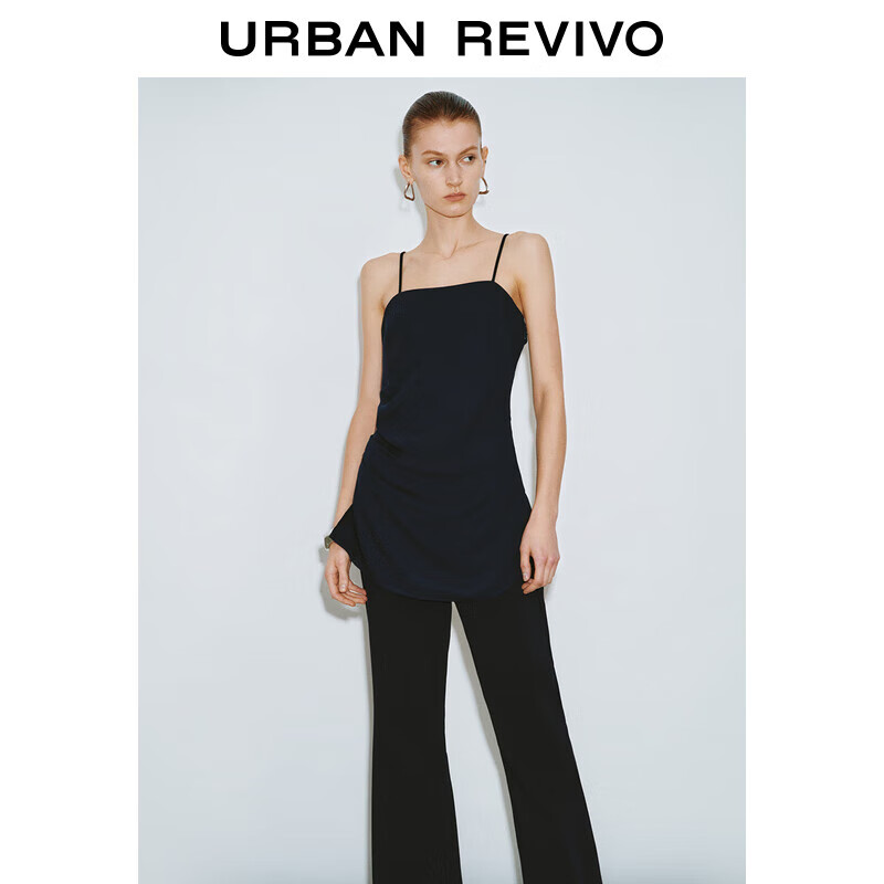 URBAN REVIVO UR2024秋季新款女装时尚魅力侧边褶皱收腰吊带衫UWG240155 159元（需