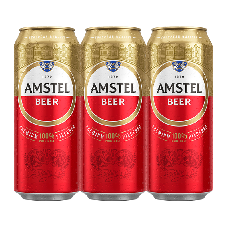 Heineken 喜力 Amstel/红爵啤酒500ml*3罐全麦酿造分享装 ￥9.4