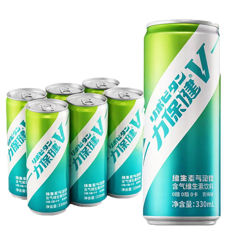 plus 会员：力保健（V）维生素牛磺酸气泡饮料330ml*6罐青梅味运动功能碳酸饮