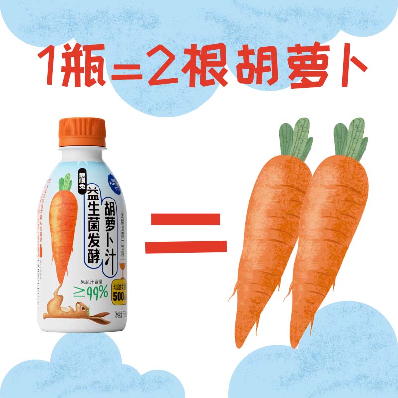 Pure Life 优活家 青啤靓眼兔优活家胡萝卜果蔬益生乳酸菌饮品250ml*3瓶 15.9元