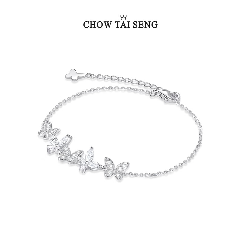 周大生 紫藤花蝴蝶精灵手链 S925 109元