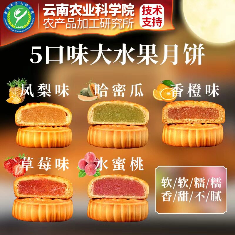 滇购 水果味大月饼 100克 五口味混合5枚【1斤】 8.5元