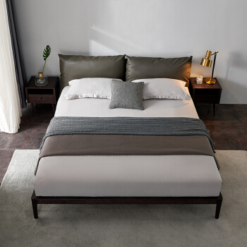 QuanU 全友 家居 床意式水曲柳实木床卧室软靠床成套家具组合床大床125101 加