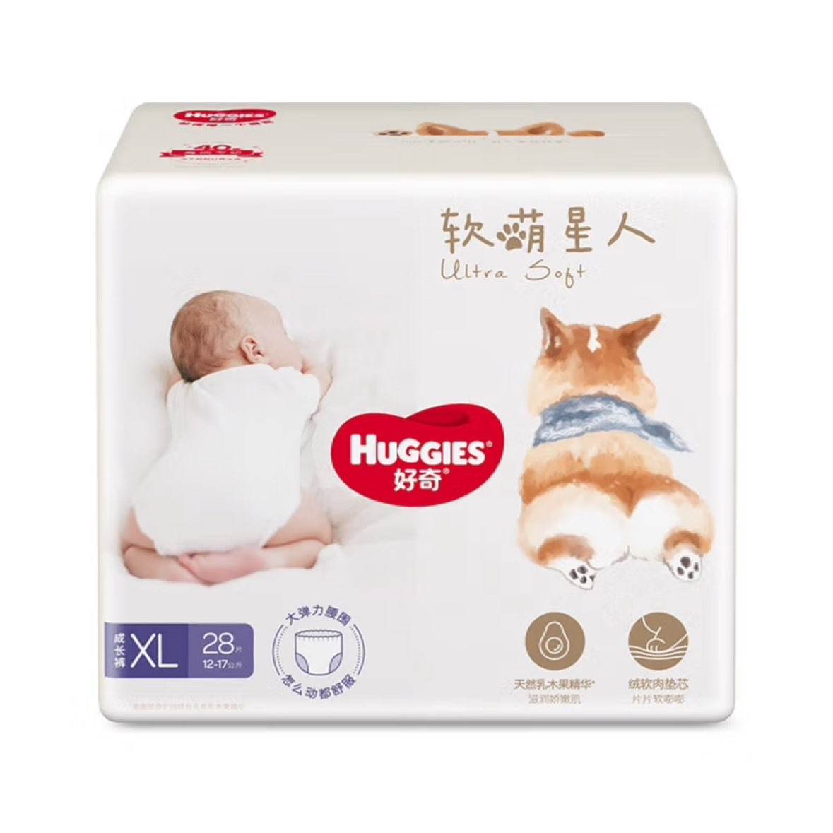 PLUS会员：好奇（Huggies）软萌星人柯基裤成长裤XL28片(12-17kg)×6件 251.38元（合