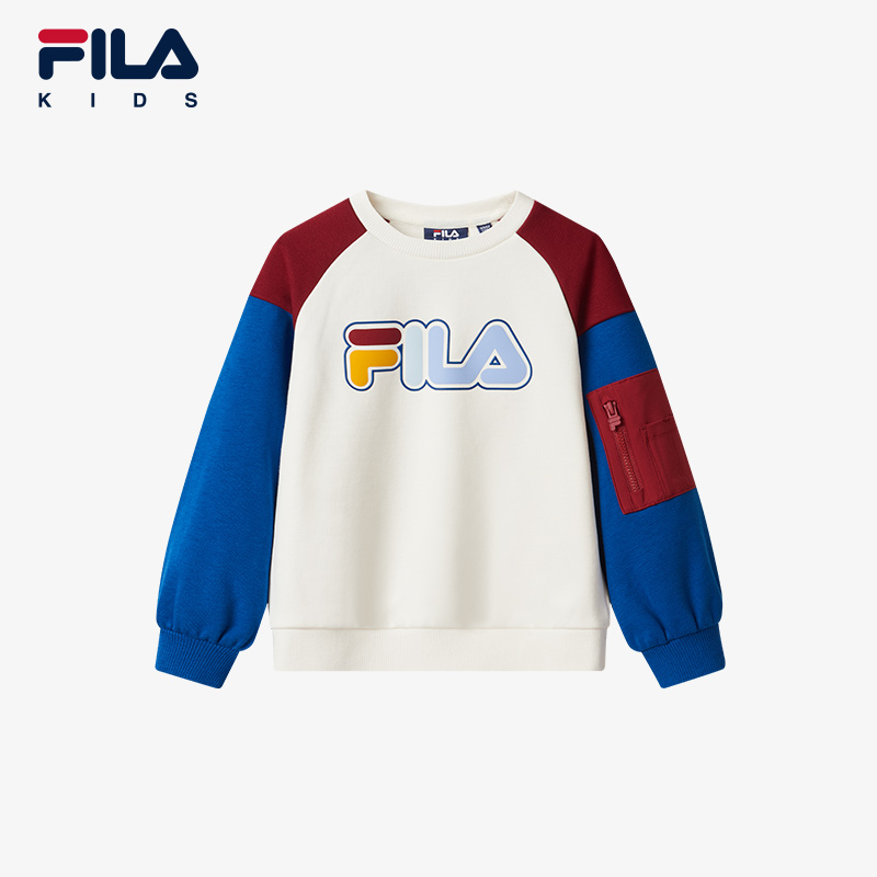 FILA 斐乐 童装儿童卫衣2024冬季新款男小童套头拼接时尚长袖上衣潮 299元