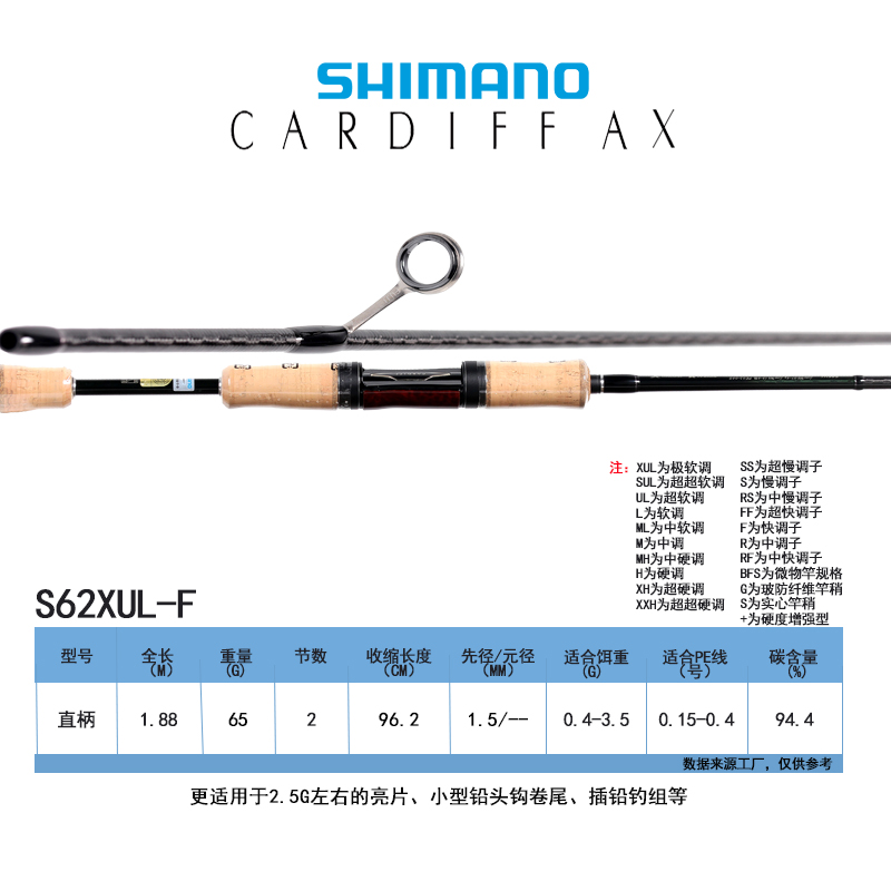 SHIMANO 禧玛诺 21款卡迪夫CARDIFF AX马口竿微物竿路亚竿碳素鱼竿 1165.79元