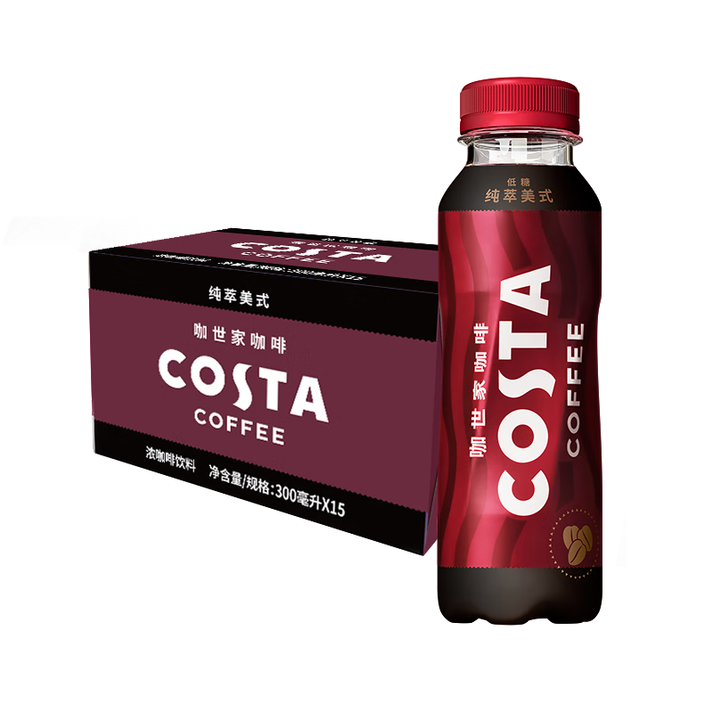 京东百亿补贴、plus会员立减:可口可乐 COSTA COFFEE 纯萃美式 浓咖啡饮料 300mlx1