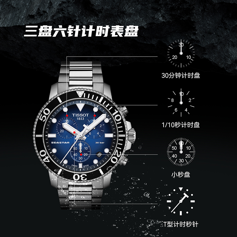 TISSOT 天梭 海星系列 男士石英运动潜水表 T120.417.11.041.01 3669.47元（需用券）