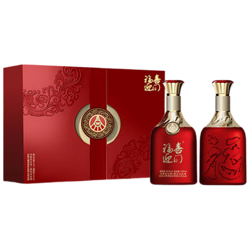 移动端、京东百亿补贴：五粮液 股份出品 福喜迎门 红福 浓香型白酒52度 500