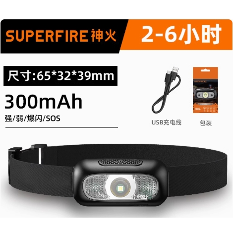 SUPFIRE 神火 头戴式照明手电筒 双光源 续航2-6小时 四档调光 3.7元包邮（需用