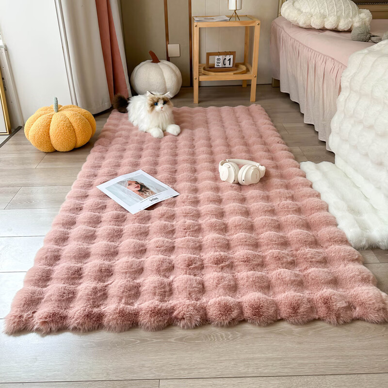 兔毛泡泡绒地毯 皮粉色 40*60cm 23.9元（需用券）