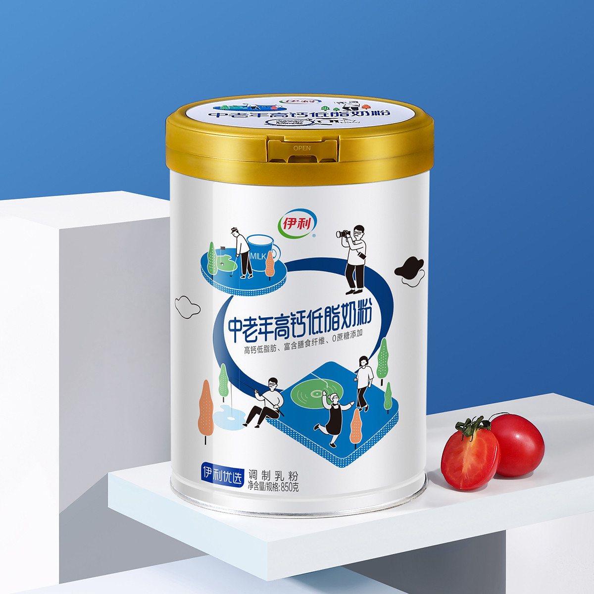 88VIP：yili 伊利 中老年高钙低脂奶粉 800g*2 礼盒装 134.71元