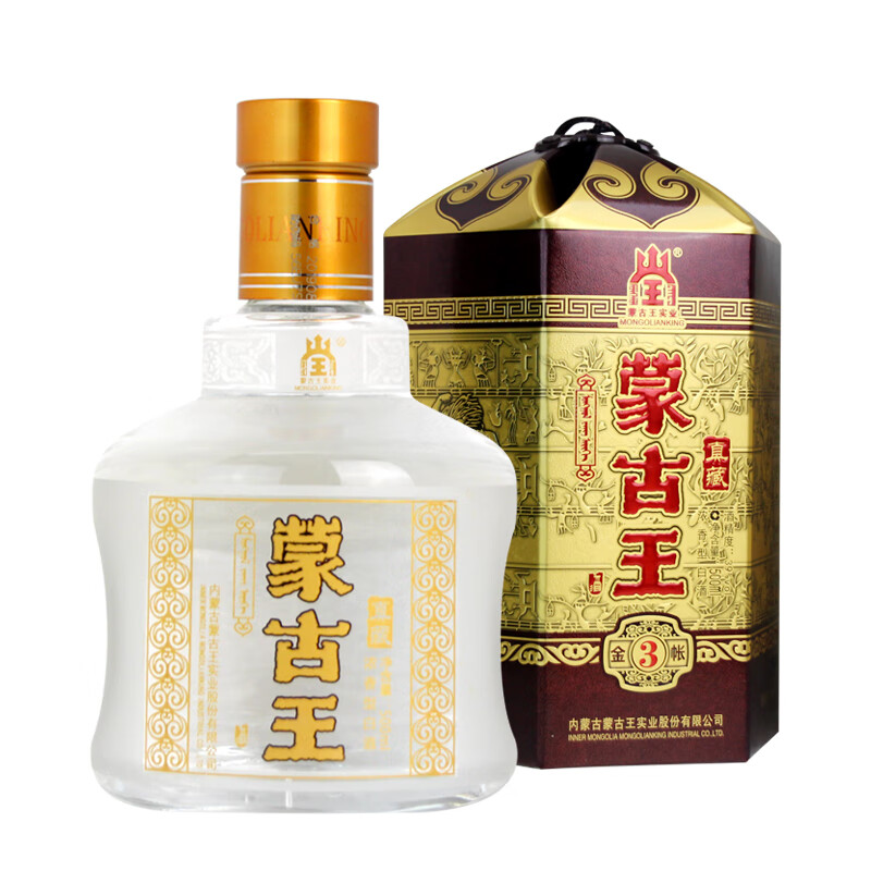 蒙古王 浓香型白酒 粮食酒 39度金帐3白酒500ml*1 103.73元（需买3件，共311.2元