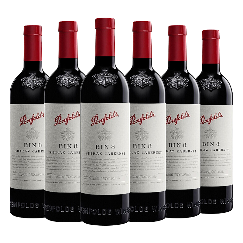 京东百亿补贴、plus会员:奔富（Penfolds）BIN8 设拉子赤霞珠红葡萄酒750ml*6原整